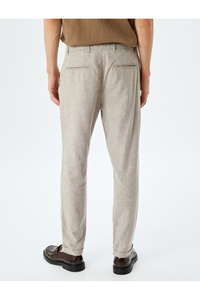 Koton Λεπτομέρεια τσέπης παντελόνι Chino από λινό βαμβάκι