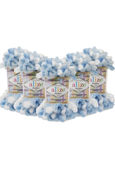 Alize Puffy Color Hand Knitting Thread 5 Pack 5865 100 Gr 9 Mt Finger Knitting Thread Blanket Slippers Scarf Cardigan Thread