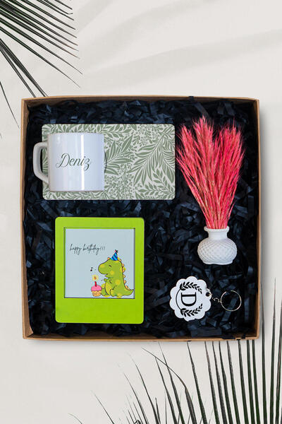 TrendHediye Kişiye Özel Fincan, Çiçek, Happy birthday Çerçeve, Anahtarlık Hed...