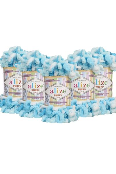 Alize Puffy Color Hand Knitting Thread 5 Pack 5924 100 Gr 9 Mt Finger Knitting Thread Blanket Slippers Scarf Cardigan Thread