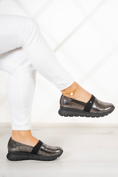 Erkan Saçmacı Pantofi din piele naturală Reagan Silver Snake - Utilizare zilnică