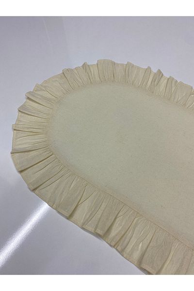 LILYUM 100% Βαμβάκι Ακατέργαστο Λινό Βολάν Οβάλ Runner 40x110 cm