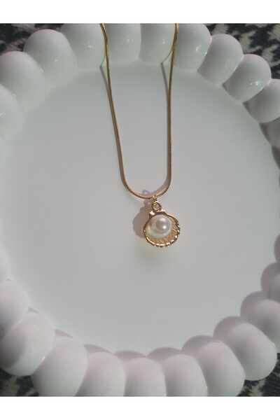 BS JEWELRY Oyster Steel Necklace with Pearls