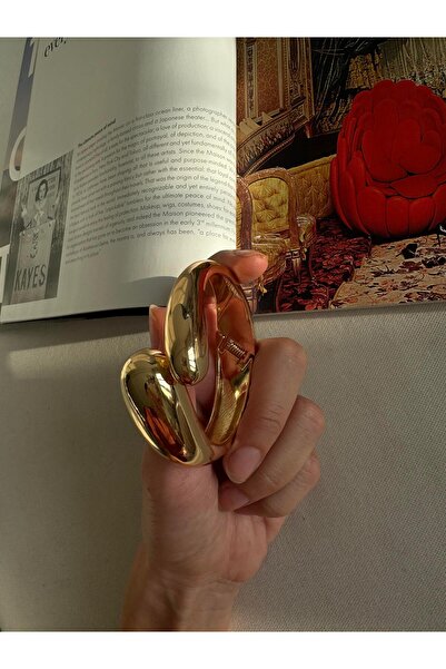 popcouturetr Gold Kelepçe Damla Geçişli Bilezik