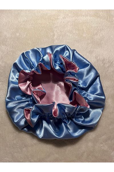PratikDikisco Double Sided Powder Blue Satin Hair Cap / Beret for Curly Hair