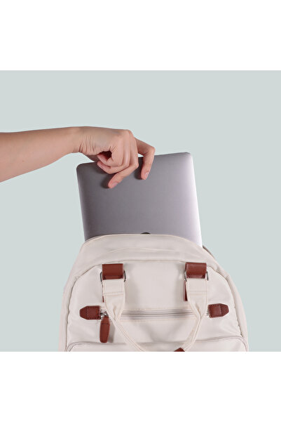 Biggdesign Rucsac pentru laptop Cats, rezistent la apă, ergonomic, compartiment pentru laptop de 15 inchi, alb