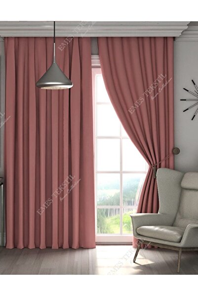 Taç PerdePendik Lüks,Pudra Blackout Kalın Karartma Güneşlik Perde (EN X BOY TEK KANAT)