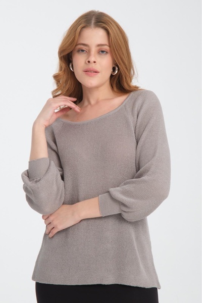 Su Moda Pulover de tricotaj pentru femei cu croială relaxată - Tricoturi tricotate mercerizate cu umăr căzut