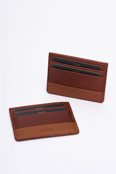 Fossil حامل بطاقة جلد طبيعي للرجال 8009