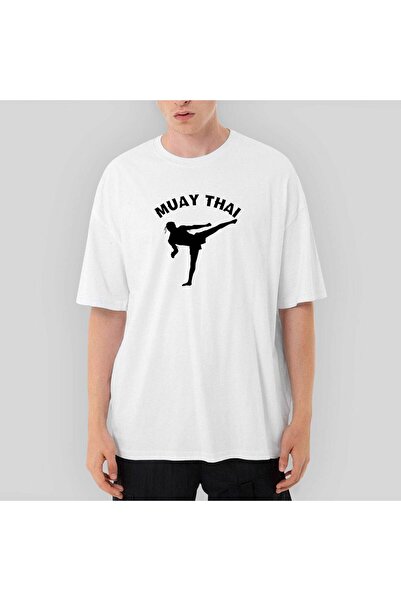 CrowsGate Tricou alb supradimensionat siluetă Karate Muay Thai