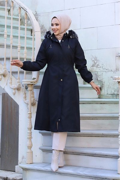 ALNİSS COLLECTİON Water and Windproof Araboy Women's Jacket with Fur Inside and Pocket Detail