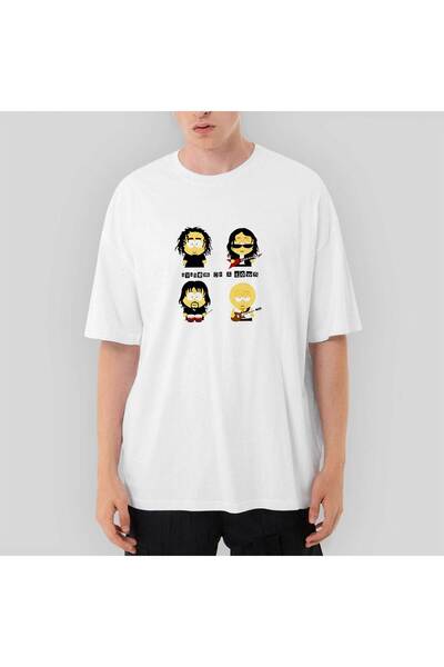 Generic Brand System of a Down Cartoon Oversize White T-Shirt XL
