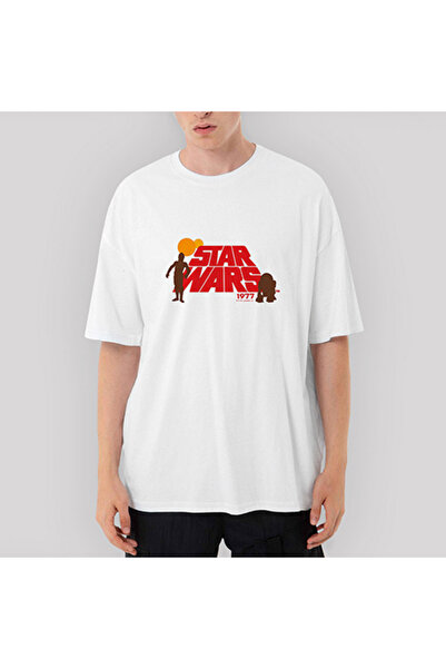 CrowsGate تي شيرت أبيض كبير الحجم من حرب النجوم 1977