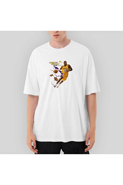 CrowsGate Tricou alb supradimensionat Kobe Bryant 24 Yellow Mamba