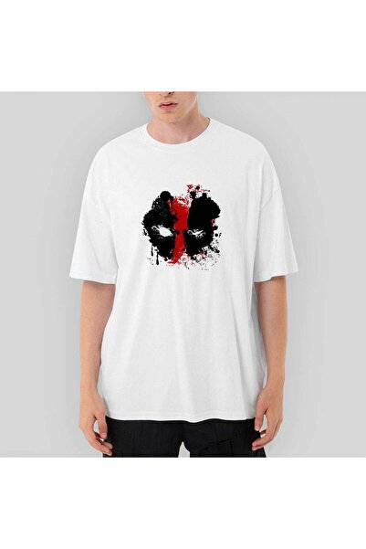 CrowsGate Tricou alb Deadpool Painting supradimensionat