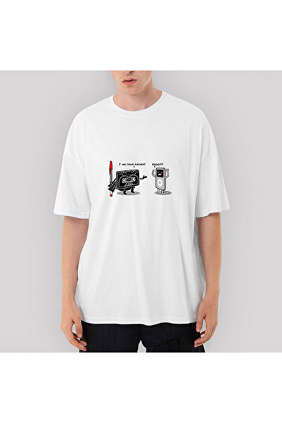 CrowsGate Kaset vs iPod supradimensionat Tricou Alb S