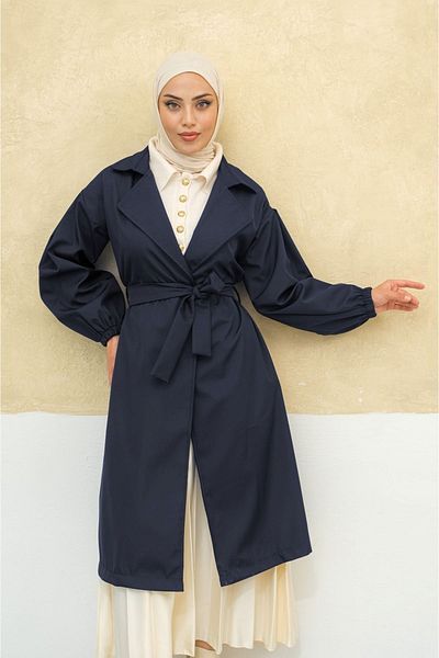 ALNİSS COLLECTİON Καρό καμπαρντίνα με ζώνη μέσης