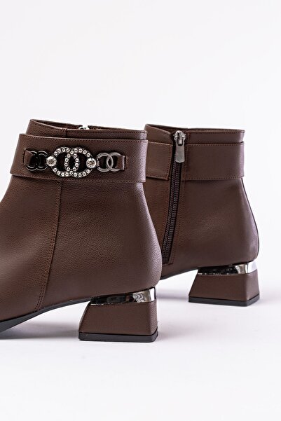 serkanseyyid RM-502 Καφέ αγκράφα Αξεσουάρ Γυναικείες μπότες με τακούνι και φερμουάρ