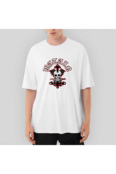 CrowsGate Tricou alb supradimensionat Watain Merch Deaths Head