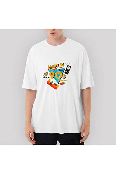 CrowsGate 90s الحنين تي شيرت أبيض كبير الحجم