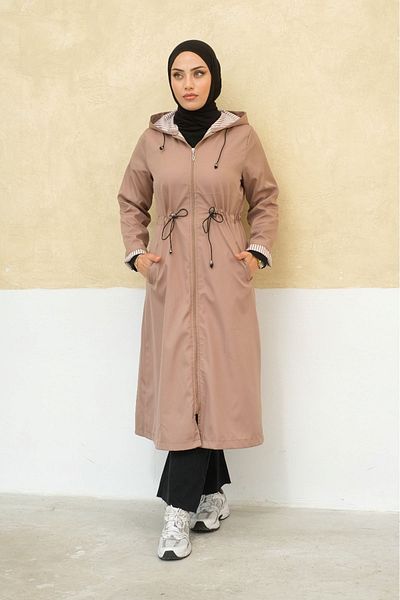 ALNİSS COLLECTİON Trench lung Hijab, cu fermoar, căptușit pe cont propriu