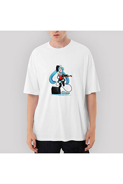 Generic Brand Tricou alb supradimensionat Future Tone Hatsune Miku