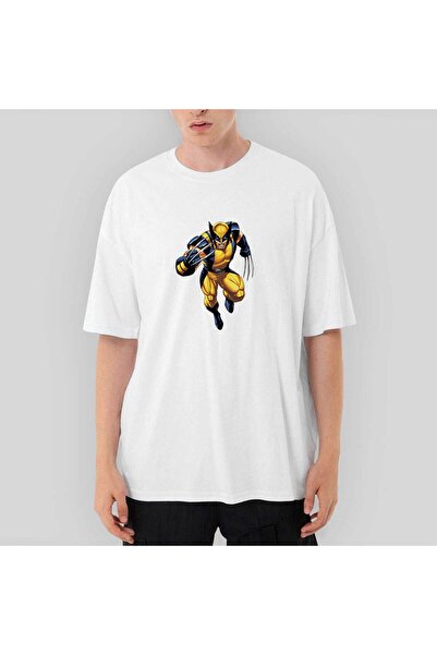 CrowsGate Tricou alb Wolverine Warrior supradimensionat