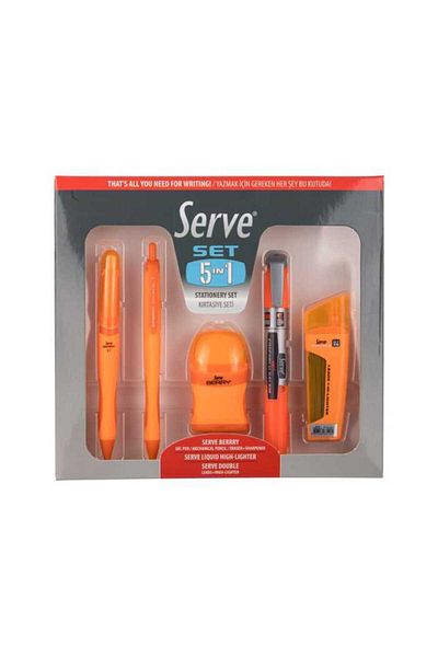 Serve Σετ γραφικής ύλης 0,7 mm Orange - Συσκευασία 5 τεμαχίων