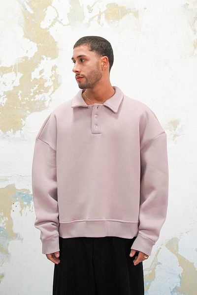 HAFKAGİYİM Φούτερ Plum Cozy Basic Oversize Polo γιακά