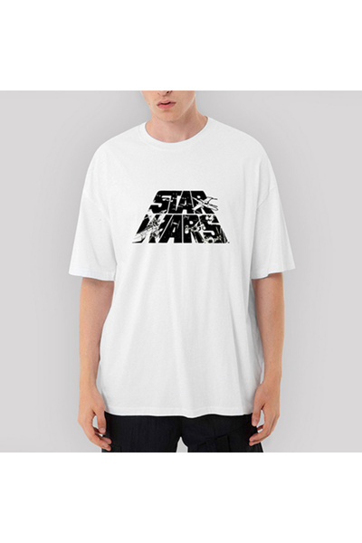 CrowsGate Λογότυπο Star Wars 3 oversized Λευκό μπλουζάκι S