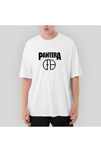 CrowsGate Λευκό μπλουζάκι με λογότυπο και εικόνα Pantera oversized