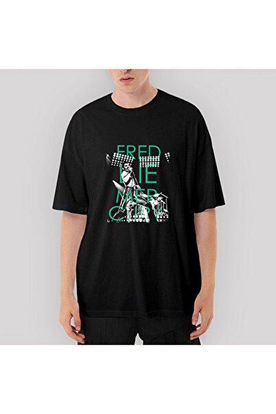 CrowsGate فريدي ميركوري تي شيرت أسود كبير الحجم