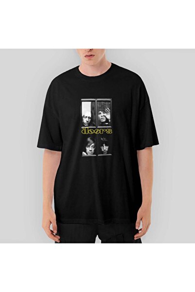 CrowsGate Tricou negru The Doors Windows supradimensionat mărimea XL