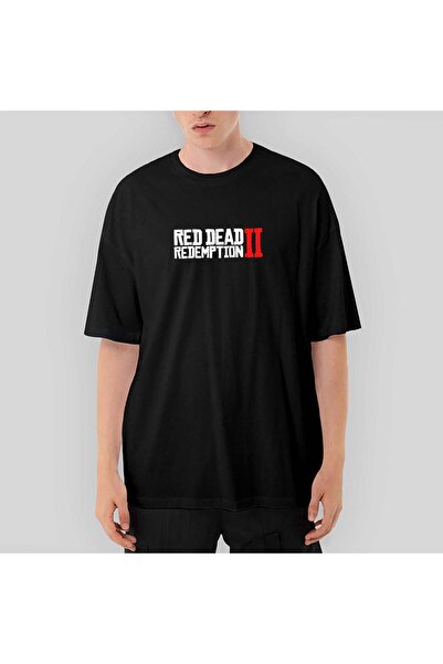 CrowsGate Tricou negru supradimensionat cu text Red Dead Redemption 2