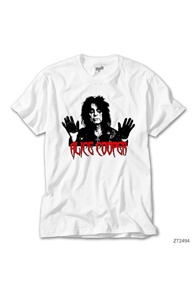 WAKHA تي شيرت أليس كوبر الأبيض المتشابك