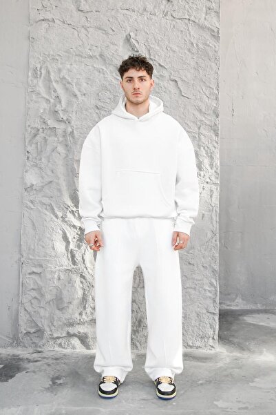 HAFKAGİYİM ΛΕΥΚΟ Άνετο Βασικό Φούτερ Oversize