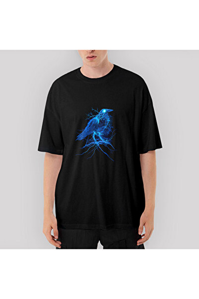 CrowsGate Tricou negru oversize Raven Shadow