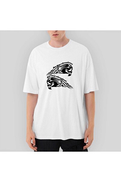 Z zepplin Harley Chopper Skull Text Oversize White T-Shirt