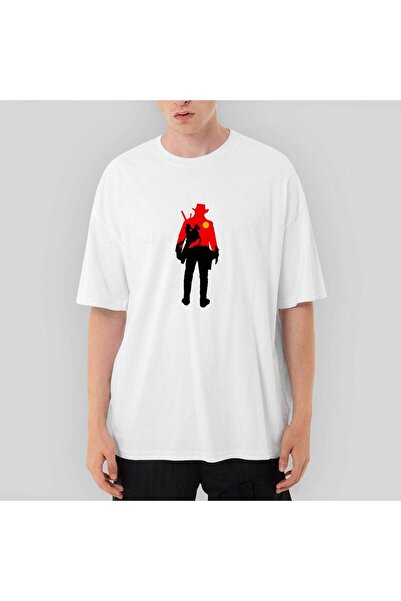 CrowsGate Tricou alb supradimensionat Red Dead Redemption 2 Cowboy