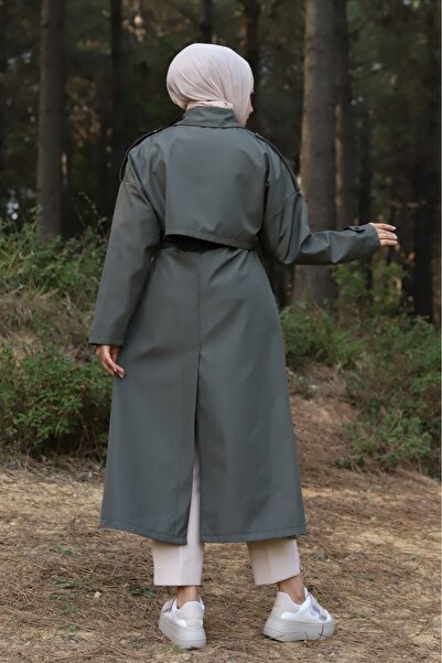 ALNİSS COLLECTİON Çıtçıtlı Parçalı Astar Detaylı Yelekli Trençkot