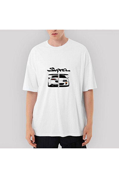 CrowsGate Λευκό μπλουζάκι Toyota Supra MK IV oversized