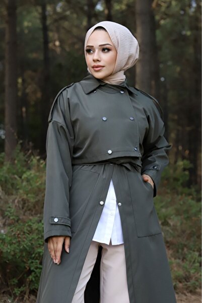 ALNİSS COLLECTİON Çıtçıtlı Parçalı Astar Detaylı Yelekli Trençkot