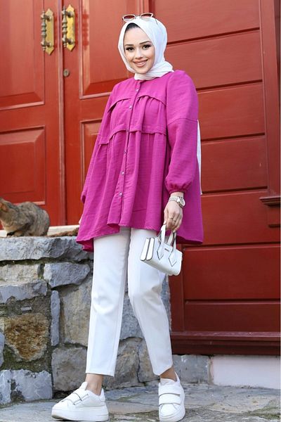 ALNİSS COLLECTİON Front Frill Detailed Hijab Tunik