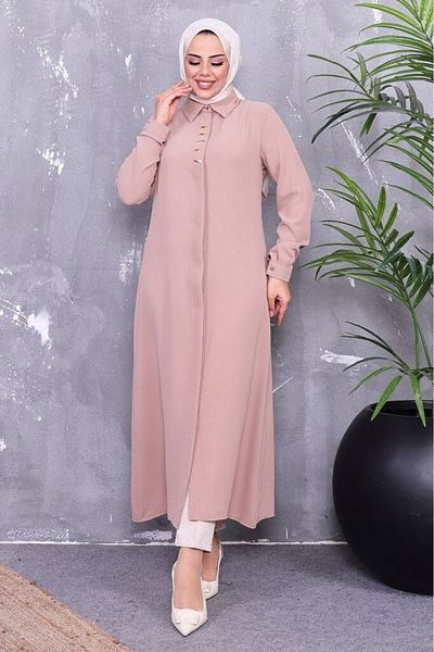 ALNİSS COLLECTİON Μακρύ τούνικ Ferace με λεπτομέρεια αγκράφα στο μπροστινό μέρος και κρυφά κουμπιά