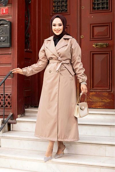 ALNİSS COLLECTİON Long Trench Coat - Belt Detail, Buttons and Belted