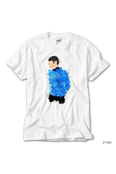 WAKHA تي شيرت ستار تريك مستر سبوك الفني الأبيض