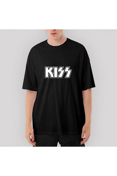 CrowsGate Tricou negru supradimensionat Kiss