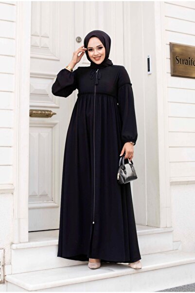 ALNİSS COLLECTİON Kolları ve Beli Büzgü Detaylı Tesettür Ferace