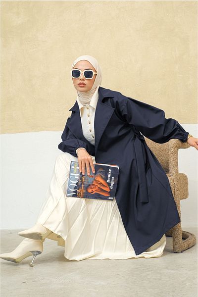 ALNİSS COLLECTİON Καρό καμπαρντίνα με ζώνη μέσης