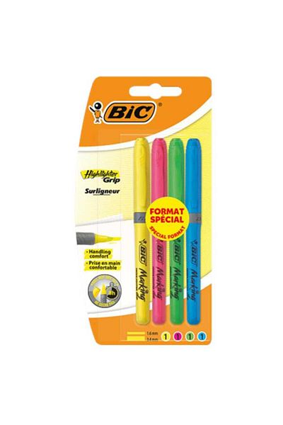Bic Set of 4 Neon Colored Highlighter Marking Highlighter Pens